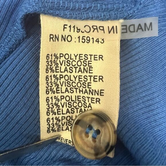 FRNCH Rib Knit Belted Romper, Royal Blue Size Large - Picture 10 of 12